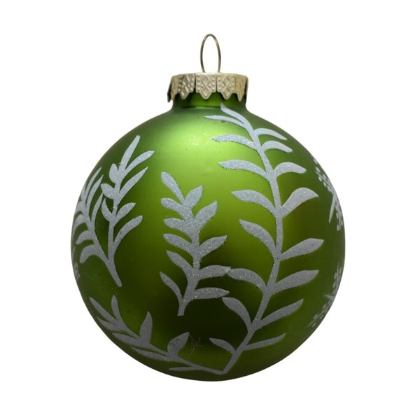 Set of 8 Vintage Glass Christmas Ornaments Red Green Glitter - Picture 2 of 9